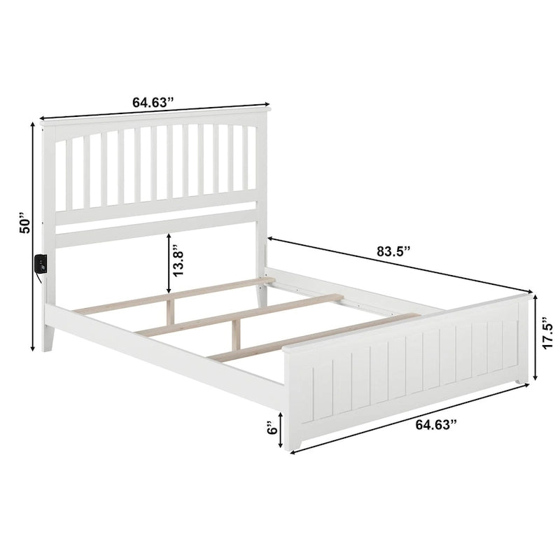 Foundation Bed Frame with Matching Footboard in White