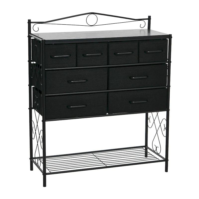 Dresser Table Storage Organizer with 8 Drawers and Shoe Shelf