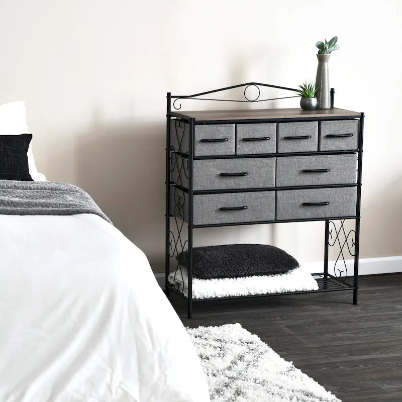 Dresser Table Storage Organizer with 8 Drawers and Shoe Shelf