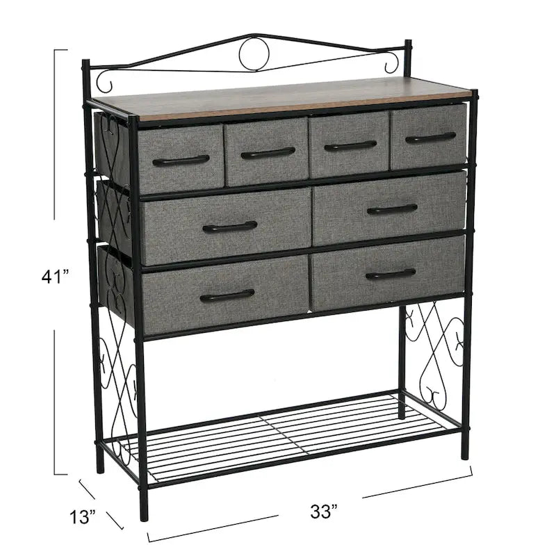 Dresser Table Storage Organizer with 8 Drawers and Shoe Shelf