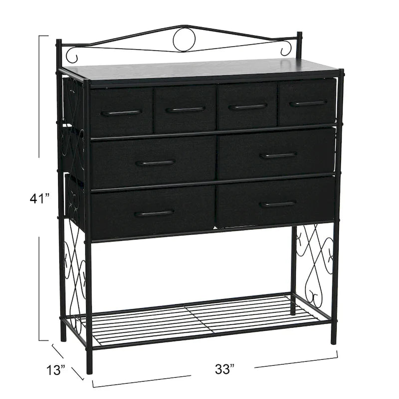 Dresser Table Storage Organizer with 8 Drawers and Shoe Shelf