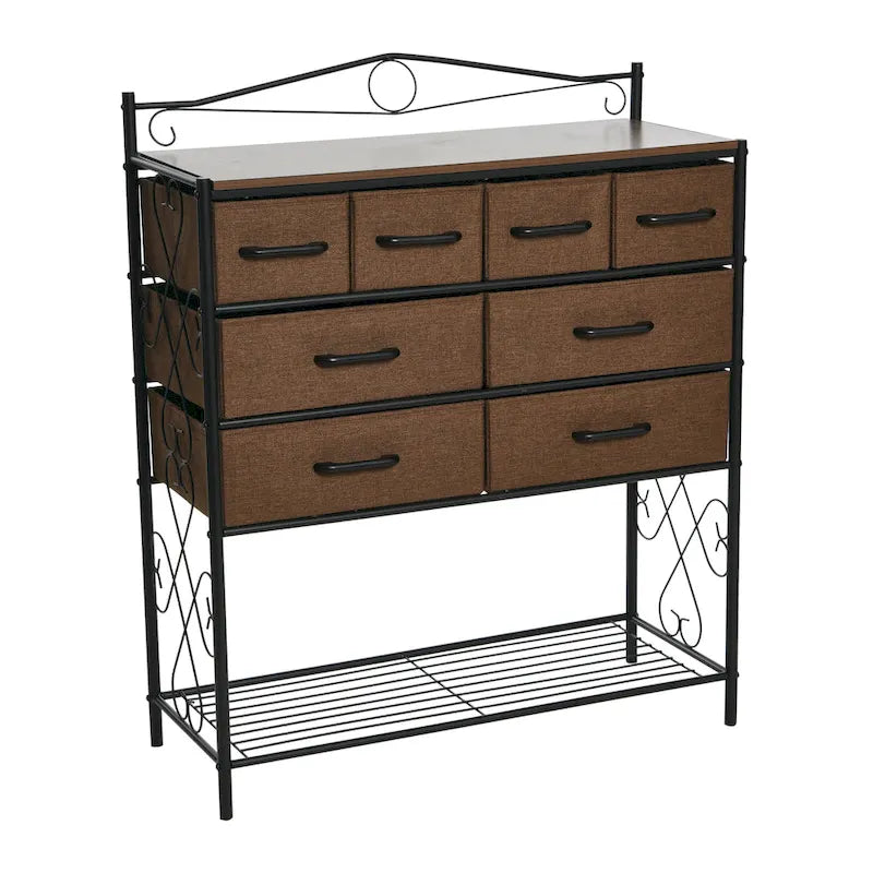 Dresser Table Storage Organizer with 8 Drawers and Shoe Shelf