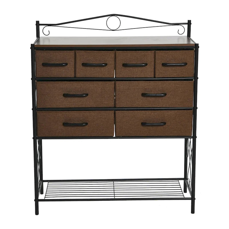 Dresser Table Storage Organizer with 8 Drawers and Shoe Shelf