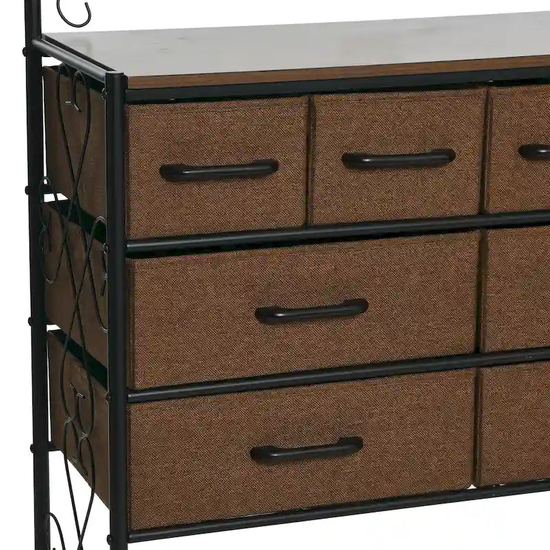 Dresser Table Storage Organizer with 8 Drawers and Shoe Shelf