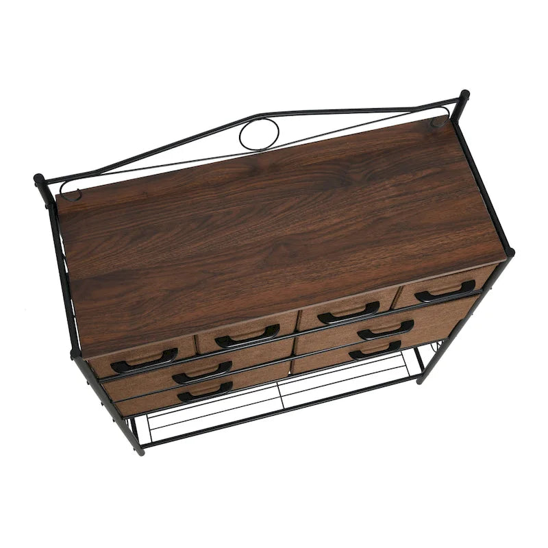Dresser Table Storage Organizer with 8 Drawers and Shoe Shelf