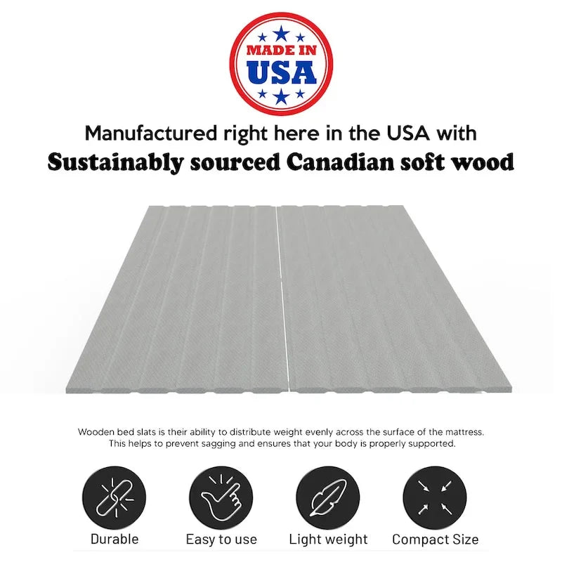 0.75 Vertical Standard Mattress Support Wooden Slats with Cover.