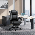 Vinsetto Executive Home Office Chair Padded High Back PU Leather Recliner with Retractable Footrest, Adjustable Height, Black