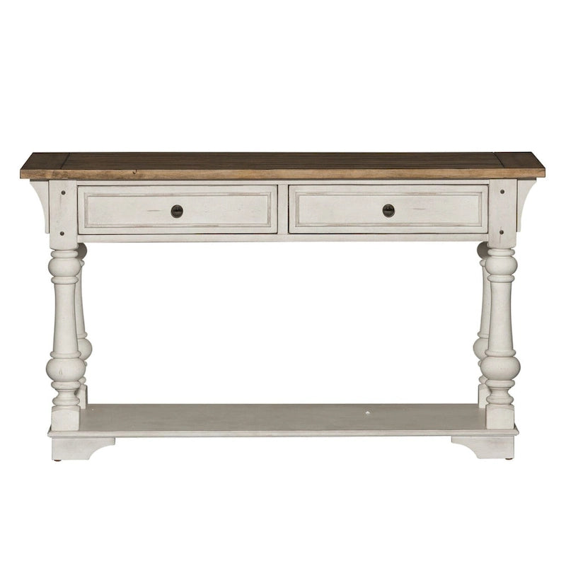 Morgan Creek Antique White Wire Brushed Tobacco Accents Sofa Table