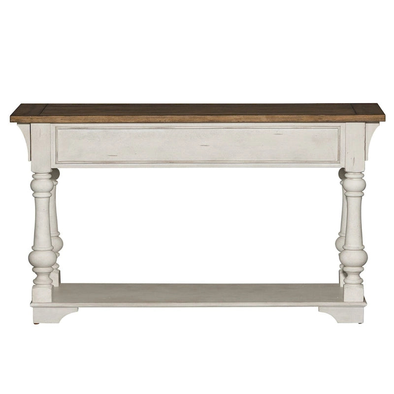 Morgan Creek Antique White Wire Brushed Tobacco Accents Sofa Table