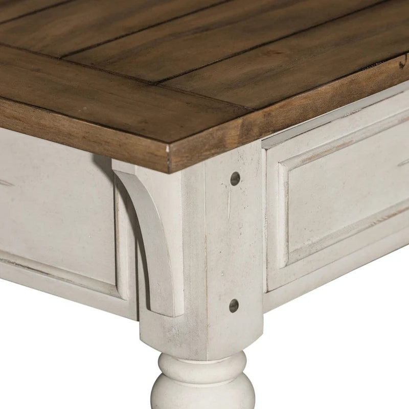 Morgan Creek Antique White Wire Brushed Tobacco Accents Sofa Table
