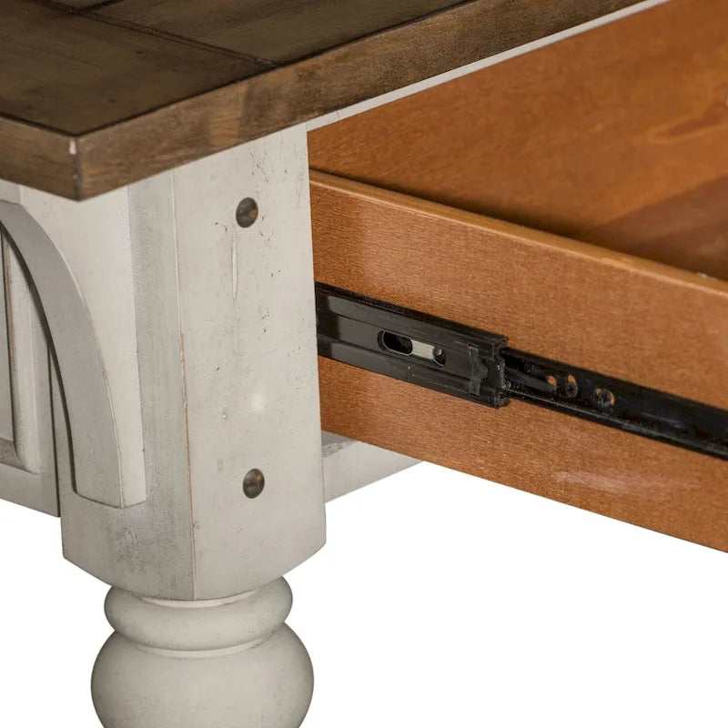 Morgan Creek Antique White Wire Brushed Tobacco Accents Sofa Table