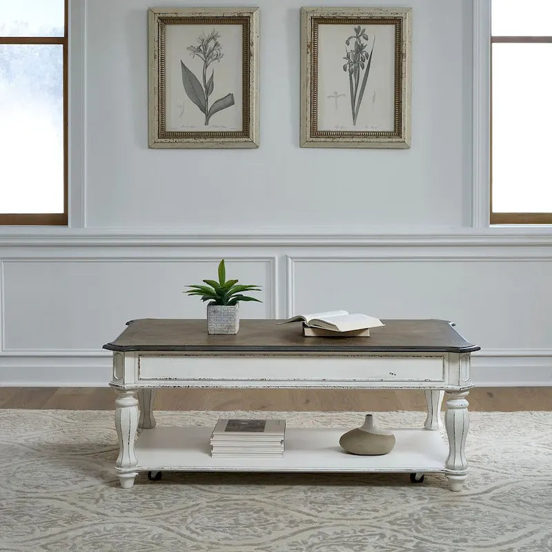Magnolia Manor Antique White Lift Top Cocktail Table