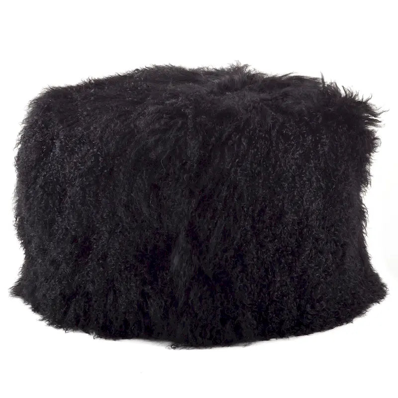 Mongolian Lamb Fur Wool Pouf Ottoman