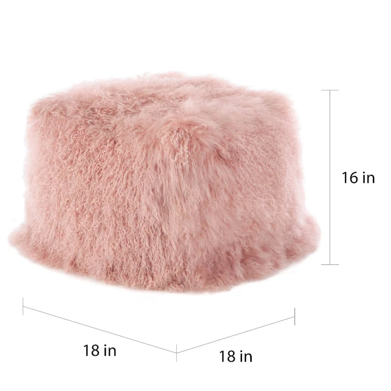 Mongolian Lamb Fur Wool Pouf Ottoman