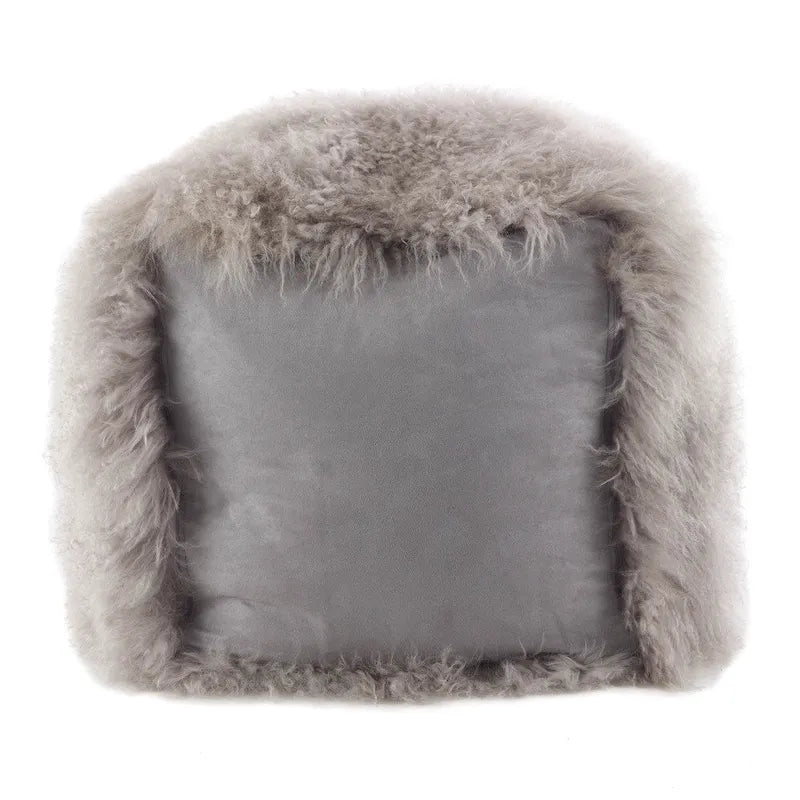 Mongolian Lamb Fur Wool Pouf Ottoman