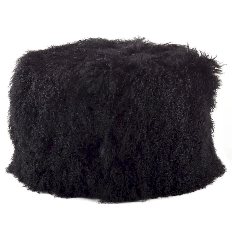 Mongolian Lamb Fur Wool Pouf Ottoman