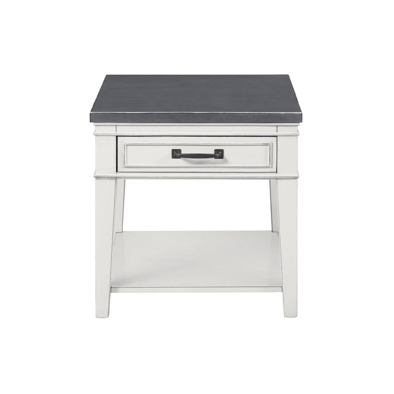 Del Mar 24 White and Grey 1-Drawer End Table