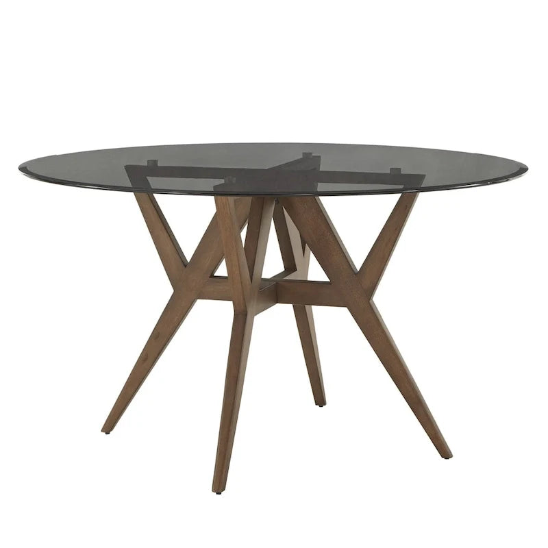 Sheeba Round Mid-Century Modern Walnut Base Dining Table by iNSPIRE Q Modern