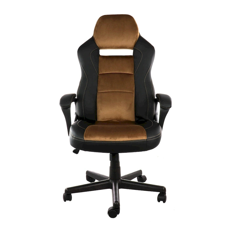 High Back Adjustable Faux Leather Office Chair in Black and Brown