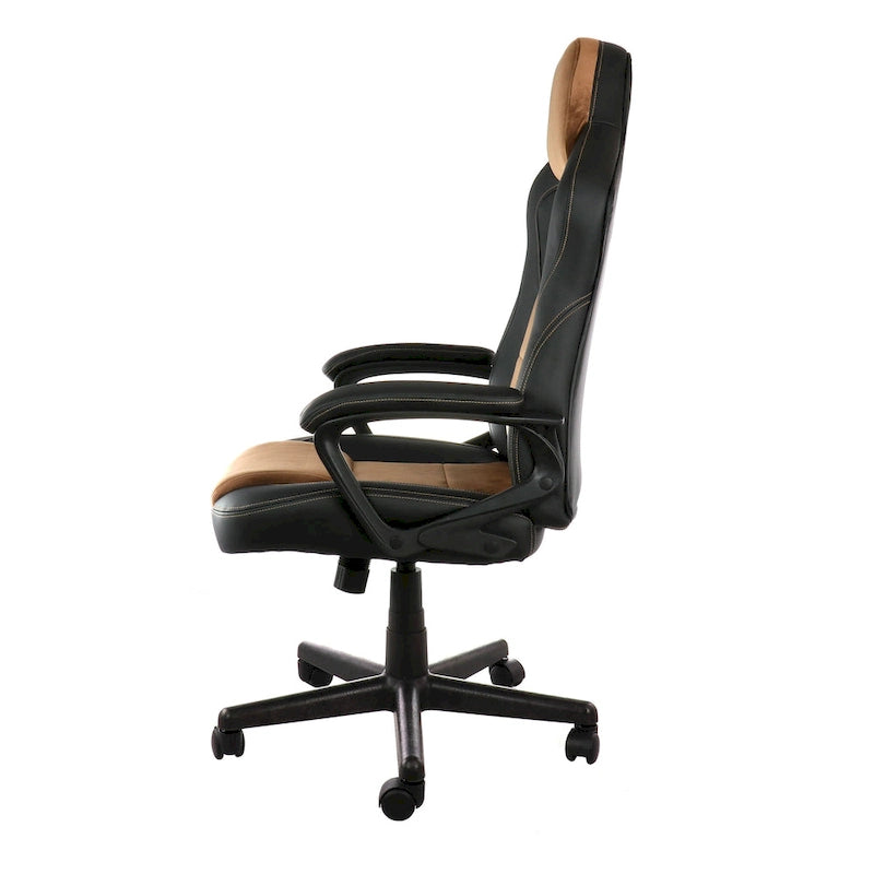 High Back Adjustable Faux Leather Office Chair in Black and Brown