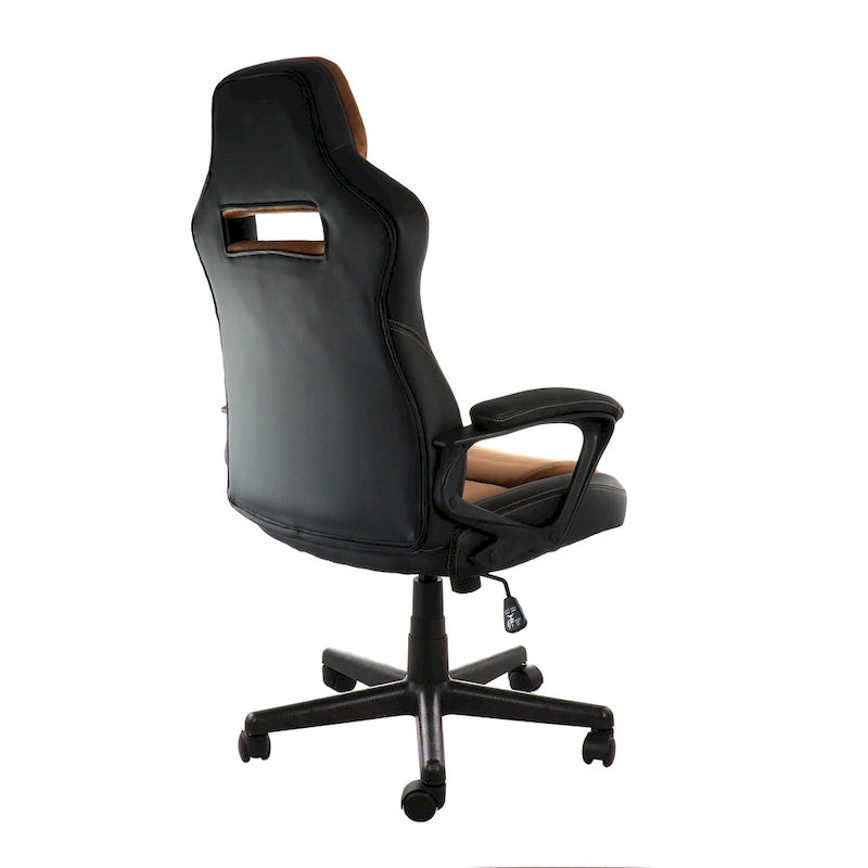High Back Adjustable Faux Leather Office Chair in Black and Brown