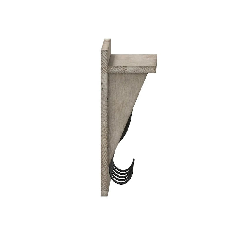 Wall Mounted Storage Rack with Upper Shelf and Storage Hooks