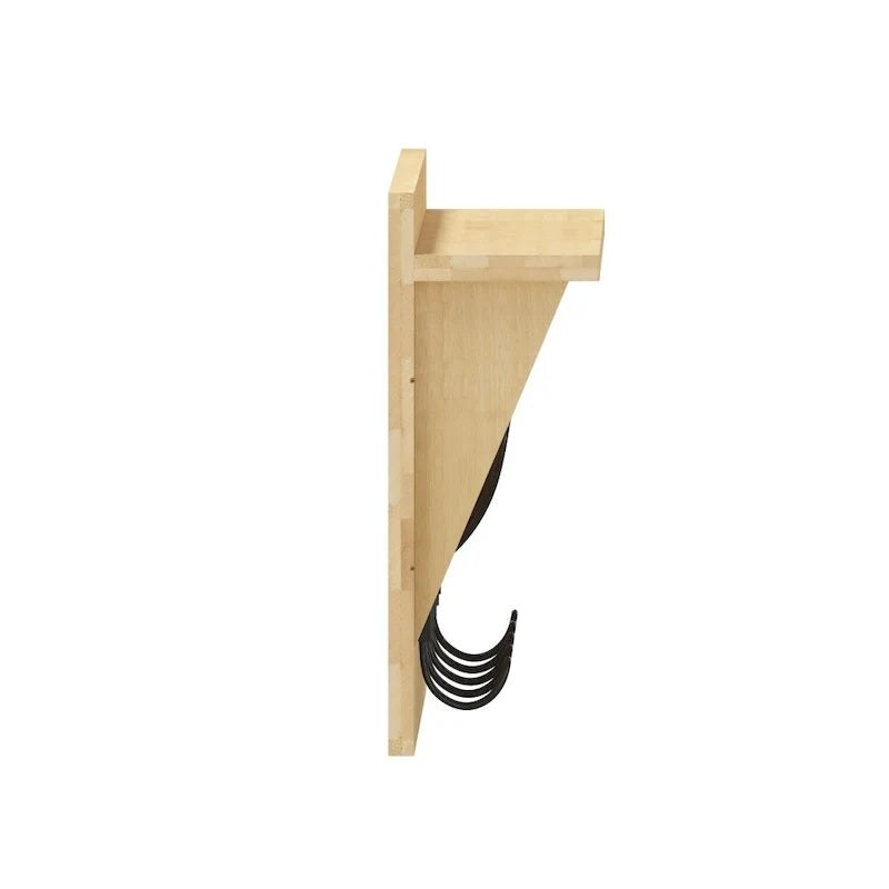 Wall Mounted Storage Rack with Upper Shelf and Storage Hooks
