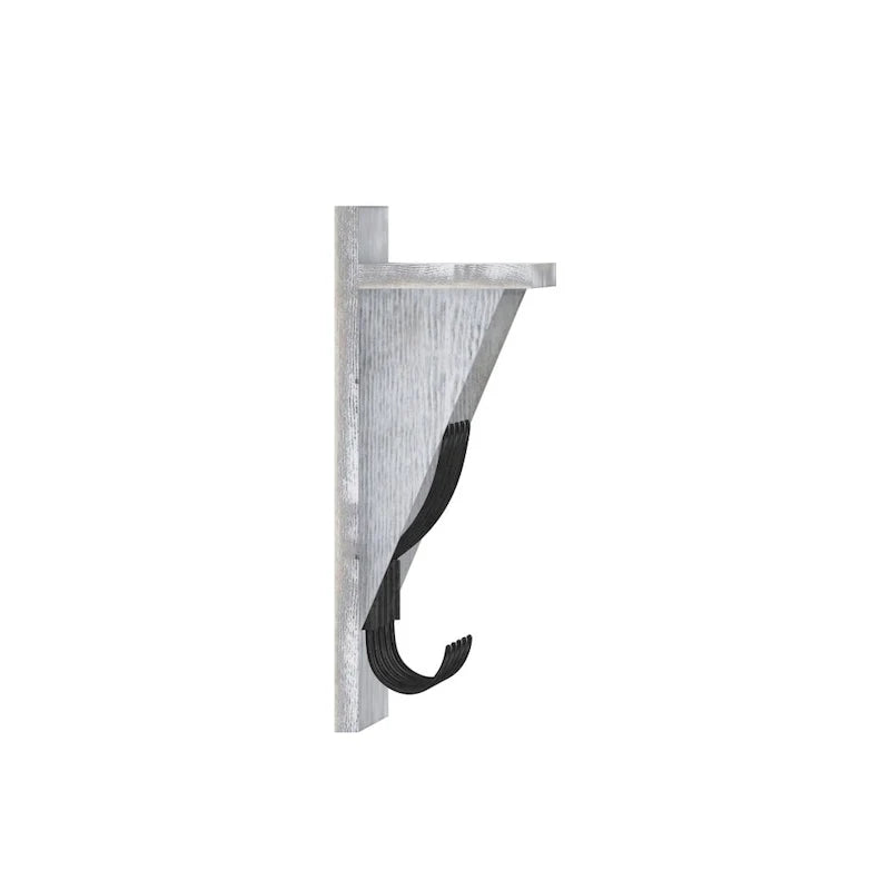 Wall Mounted Storage Rack with Upper Shelf and Storage Hooks