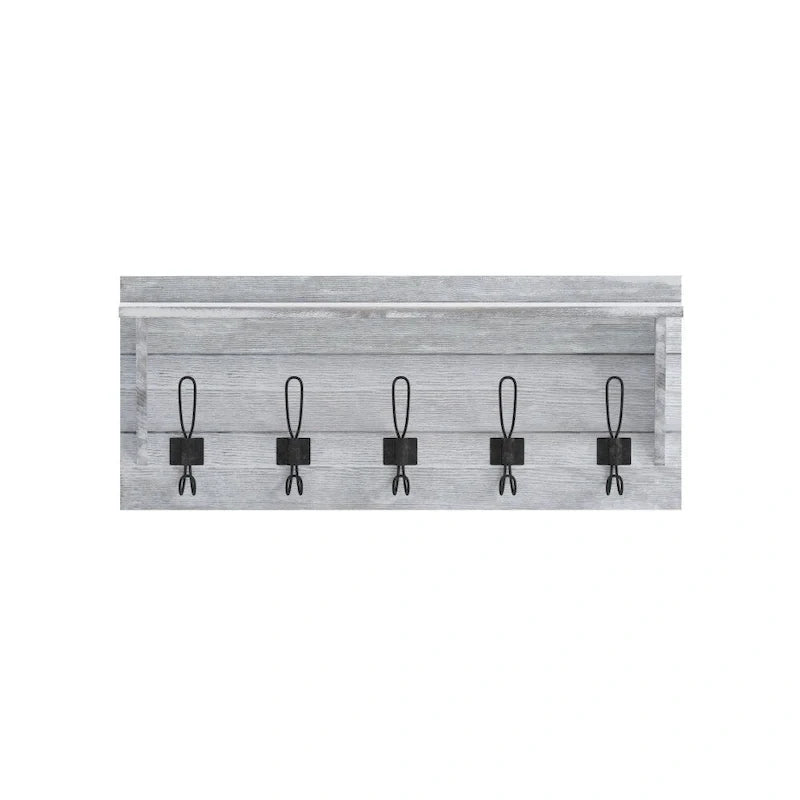 Wall Mounted Storage Rack with Upper Shelf and Storage Hooks