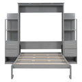 Murphy Bed Wall Bed with Shelves, Drawers and LED Lights
