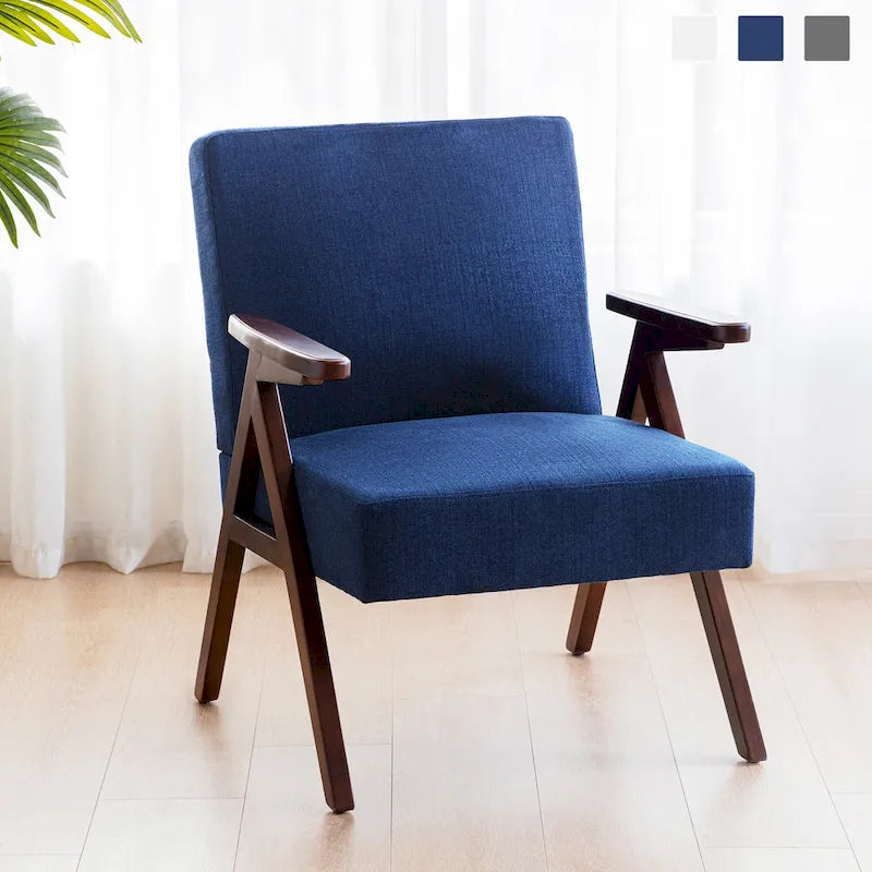 HUIMO Mid Century Modern Armchair Grey /Blue/ White Upholstered Accent Chair for Living Room, Bedroom