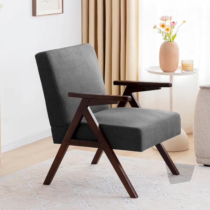HUIMO Mid Century Modern Armchair Grey /Blue/ White Upholstered Accent Chair for Living Room, Bedroom