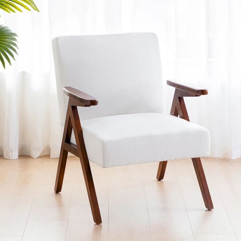 HUIMO Mid Century Modern Armchair Grey /Blue/ White Upholstered Accent Chair for Living Room, Bedroom