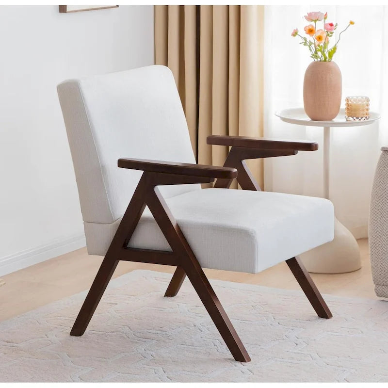 HUIMO Mid Century Modern Armchair Grey /Blue/ White Upholstered Accent Chair for Living Room, Bedroom