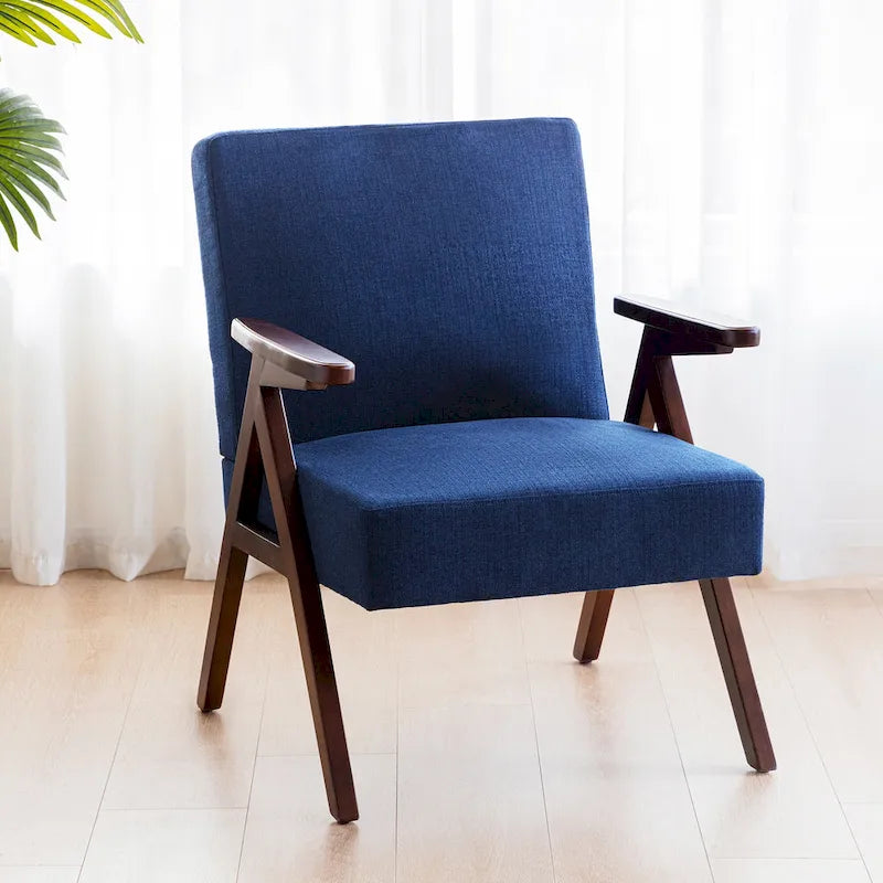 HUIMO Mid Century Modern Armchair Grey /Blue/ White Upholstered Accent Chair for Living Room, Bedroom
