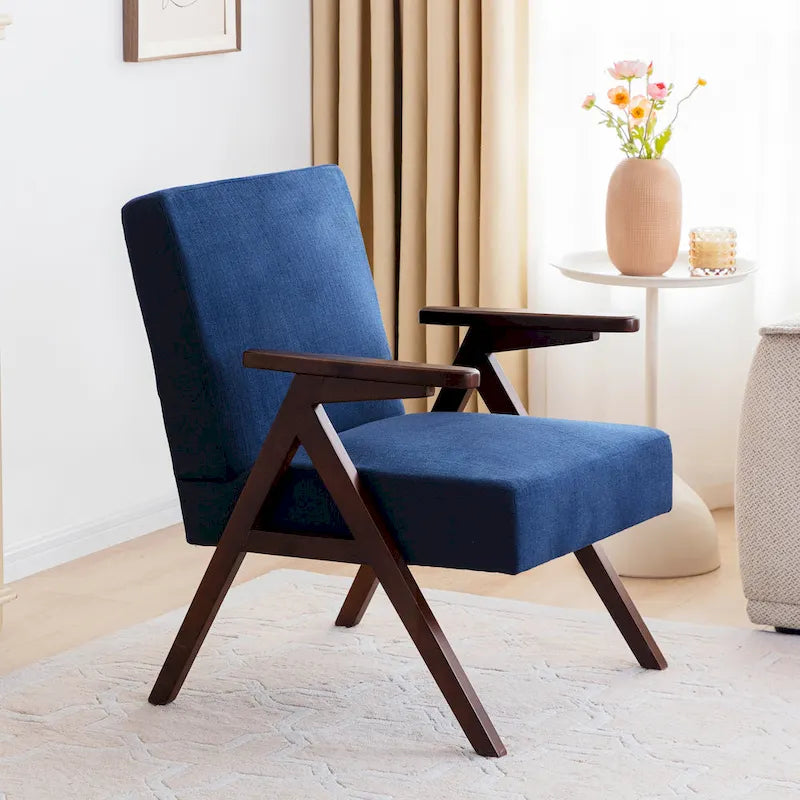 HUIMO Mid Century Modern Armchair Grey /Blue/ White Upholstered Accent Chair for Living Room, Bedroom