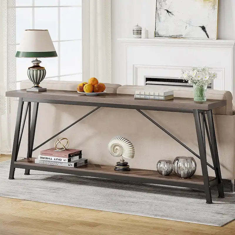 Industrial Wood Console Sofa Table for Entryway Hallway