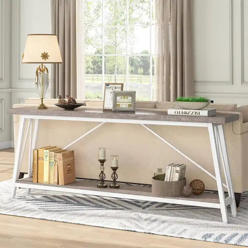 Industrial Wood Console Sofa Table for Entryway Hallway