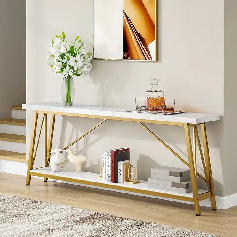 Industrial Wood Console Sofa Table for Entryway Hallway