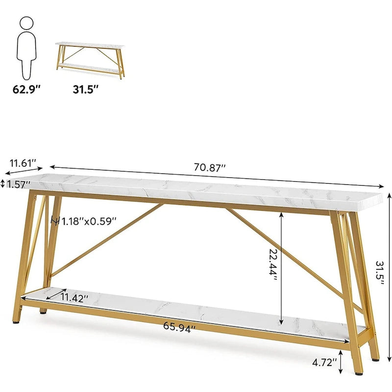 Industrial Wood Console Sofa Table for Entryway Hallway