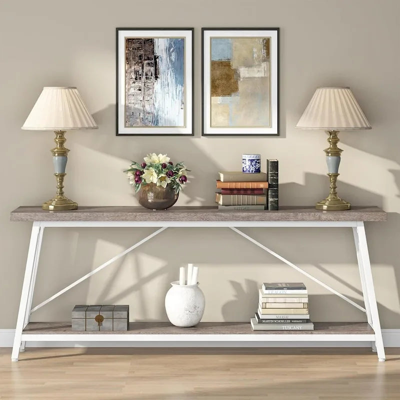 Industrial Wood Console Sofa Table for Entryway Hallway