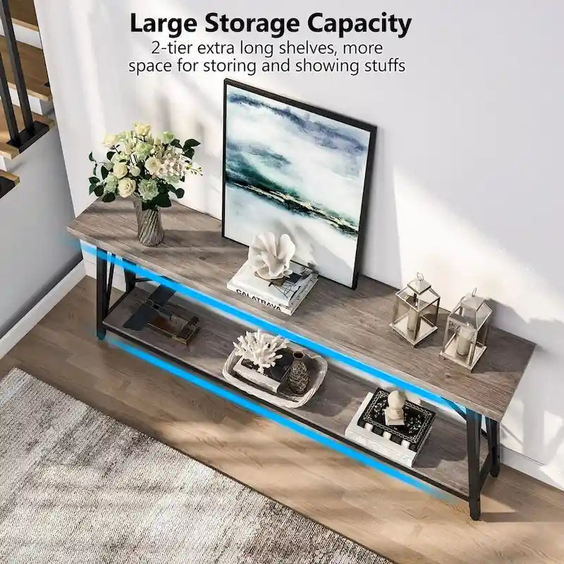 Industrial Wood Console Sofa Table for Entryway Hallway
