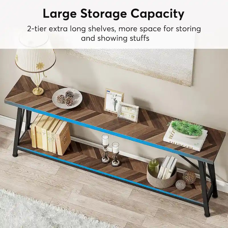 Industrial Wood Console Sofa Table for Entryway Hallway