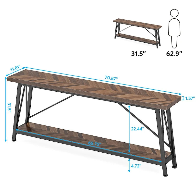 Industrial Wood Console Sofa Table for Entryway Hallway
