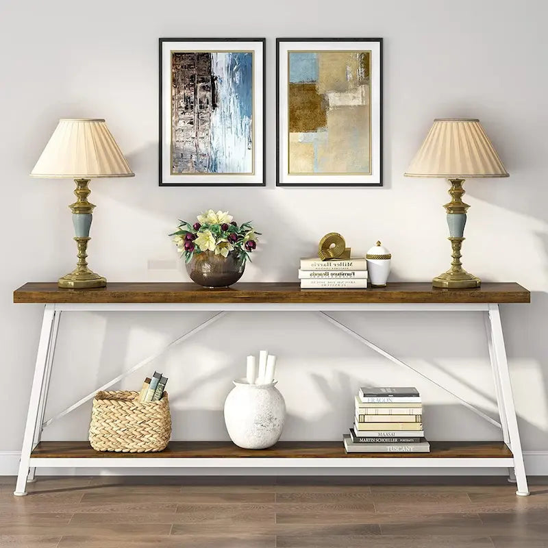 Industrial Wood Console Sofa Table for Entryway Hallway