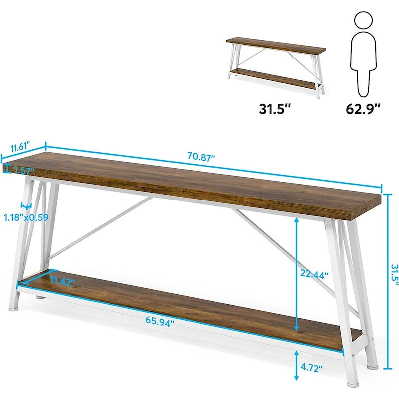 Industrial Wood Console Sofa Table for Entryway Hallway