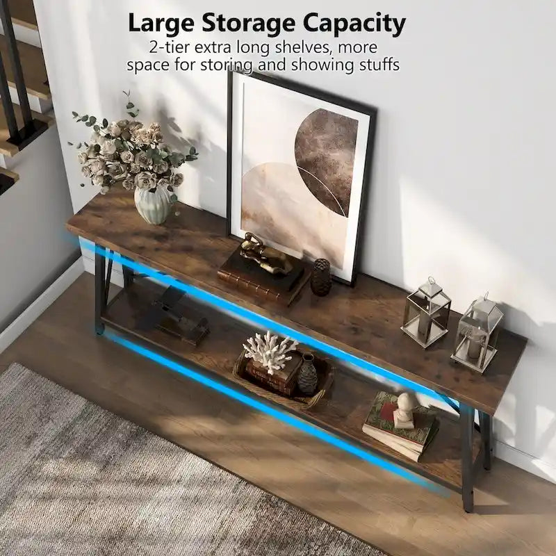 Industrial Wood Console Sofa Table for Entryway Hallway
