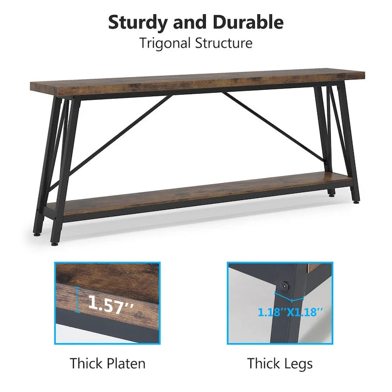 Industrial Wood Console Sofa Table for Entryway Hallway
