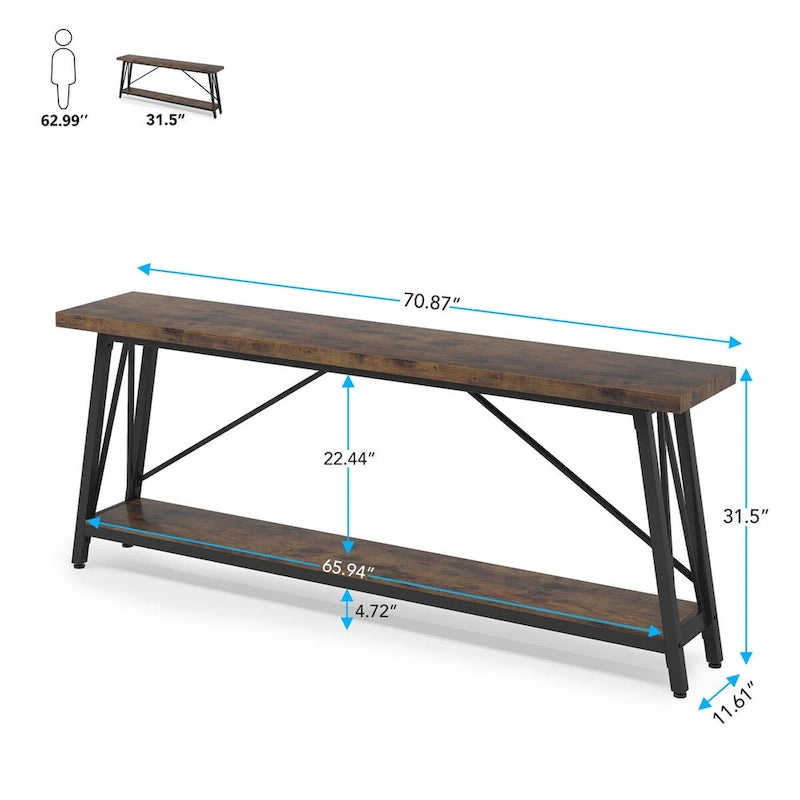 Industrial Wood Console Sofa Table for Entryway Hallway
