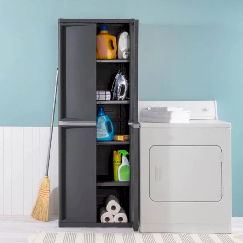 Sterilite 2 Pack Adjustable 4-Shelf Garage Storage Cabinet Bin Organizer, Gray - 2 Pack